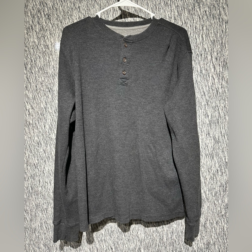 Charcoal Long Sleeve Henley Shirt